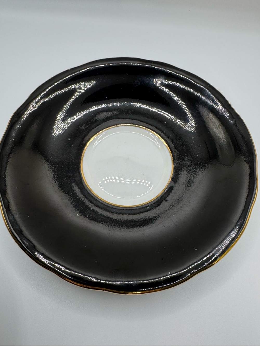 Vintage 1930s Aynsley Black Corset Teacup & Saucer Set Rose 30 - Picture 3 of 6